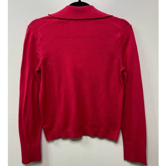 Free Assembly Collared Polo Sweater Long Sleeve Split Neck Pink Red Womens Small - Picture 5 of 8